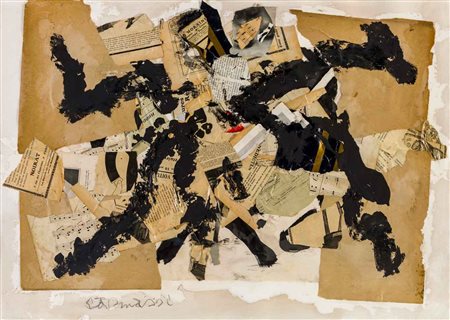 ARTURO CARMASSI (1925 - 2015) Senza titolo Tecnica mista con collage su...
