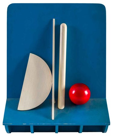 LUCIO DEL PEZZO (1933) Mensola blu 1970 Scultura in legno, es. p.d.a. su una...