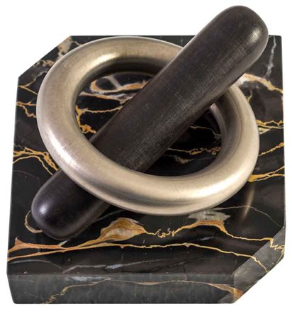 LUCIO DEL PEZZO (1933) Cuore di tenebra Anni '80 Multiplo in marmo, nichel ed...