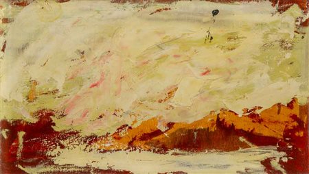 PIERO GIUNNI (1912 - 2000) Senza titolo Olio su tavola 21,6 x 37,8 cm Firma...