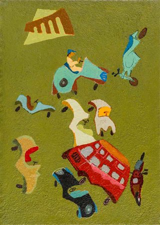 ERNESTO TAVERNARI (1911 - 2007) Raduno 1988 Tecnica mista su tela 70 x 50 cm...