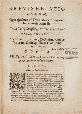 ANTOINE, Thomas (1644-1709) - Brevis relatio eorum quae spectant ad...