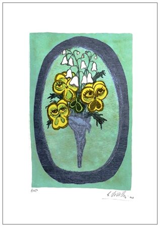 GIUSEPPE VIVIANI Agnano Pisano 1898 – Pisa 1965 Fiori 1962 Litografia a 4...