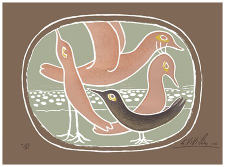 GIUSEPPE VIVIANI Agnano Pisano 1898 – Pisa 1965 Uccelli rosa 1964 Litografia...