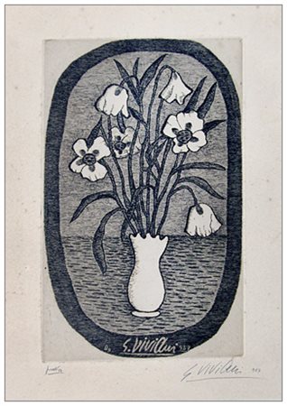 GIUSEPPE VIVIANI Agnano Pisano 1898 – Pisa 1965 Fiori 1957 Acquaforte su rame...