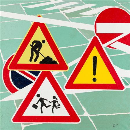 ALVARO CATTANEO (1938)Senza TitoloOlio su telacm 100x100Firma al fronteTimbri...