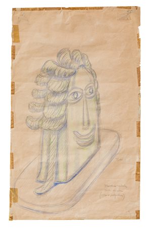 ALBERTO MARTINI (1876-1954)Maschera teatrale verde-azzurra (vista in...