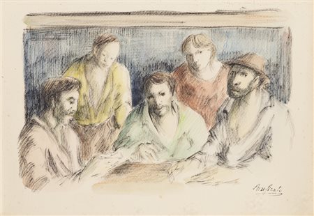 DOMENICO PURIFICATO (1915-1984)Senza TitoloPastelli su cartacm 24x34Firma al...