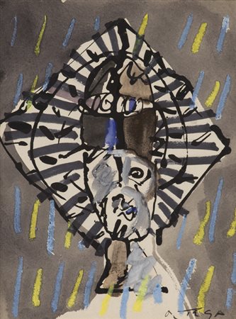 JOSÉ ORTEGA (1921-1990)Senza TitoloTecnica mista su cartoncinocm 22x18Firma...