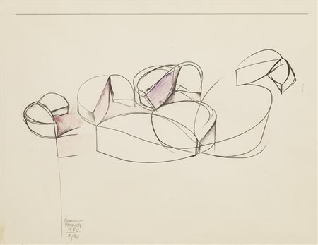 GIACOMO BENEVELLI (1925-2011)Senza Titolo, 1980Litografia colorata a manocm...