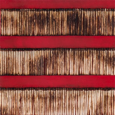 BERNARD AUBERTIN (1934-2015)Dessin de feu sur table rouge, 2007Fiammiferi...