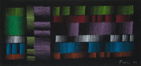 ENNIO FINZI (1931)Senza Titolo, 1976Pastelli su cartoncinocm 11,5x24,5Firma e...