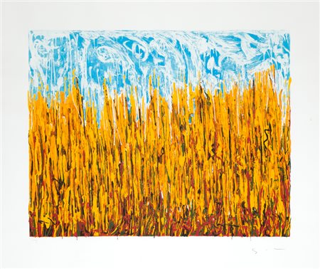 MARIO SCHIFANO (1934-1998)Campo di pane, 1996Serigrafia materica a smalto su...