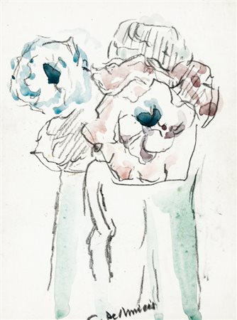CRISTOFORO DE AMICIS (1902-1987)Fiori grandi, 1986Matita e acquerello su...