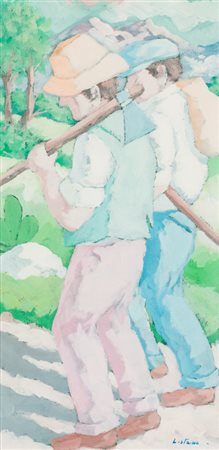 LEONARDO LO STAINO (1930)Senza TitoloOlio su telacm 38,5x20Firma al fronte