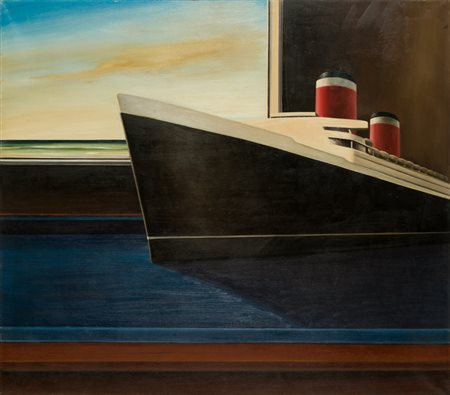 ENRICO BAFICO (1943) Bigliardo Blu, 1997 Olio su tela cm 70x80 Firma al...