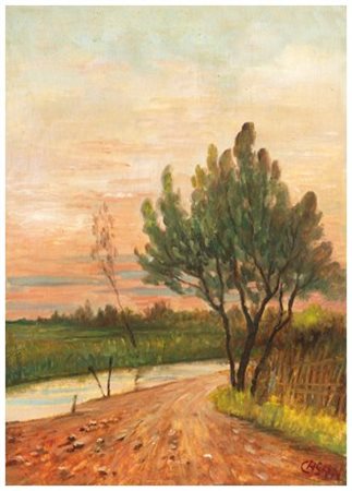 CASAN (Andrea Castagnari) Livorno 1910 – 1983 Tramonto in palude Olio su...