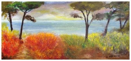 SERGIO FREGGIA Pisa 1937 Senza titolo Olio su tela 25 x 50. Firma in b. a d.