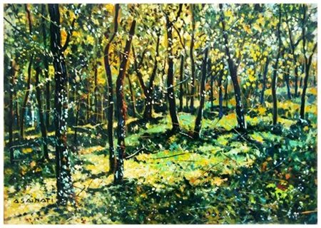 ARMANDO SAINATI Livorno 1942 – 2000 Sottobosco Olio su tavola 35 x 50. Firma...