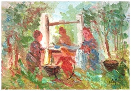 GUIDI GUIDO Livorno 1901 – 1998 Senza titolo Olio su tavola 34,2 x 54. Firma...