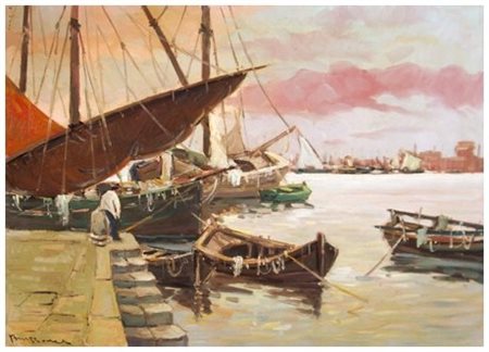 EZIO BRUZZONE Senza titolo Olio su tela 50 x 70. Firma in b. a s. e sul verso.