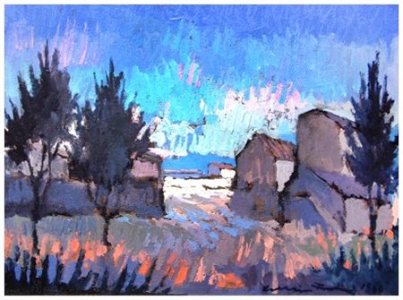 VOLTOLINO FONTANI Livorno 1920 – 1976 Campagna 1966 Olio su tavola 29 x 39,5....