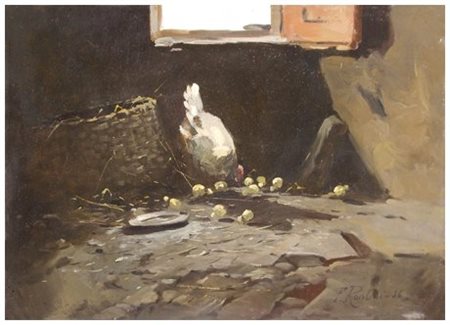 FERRUCCIO RONTINI Firenze 1893 – Livorno 1964 La chioccia 1936 Olio su tela...