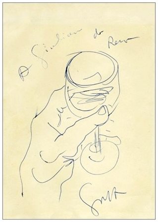 RENATO GUTTUSO Bagheria 1912 – Roma 1987 Il brindisi 1975 Penna su carta...