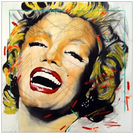 ENRICO MANERA Asmara 1948 Marilyn 2000 Olio e t.m. su tela 70 x 70. Sul...