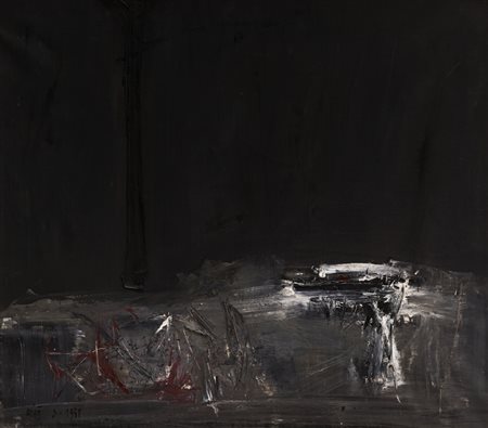 RODOLFO ARICÒ (1930-2002)Rivoltella, 1958Olio su telacm 80x90Firma e...