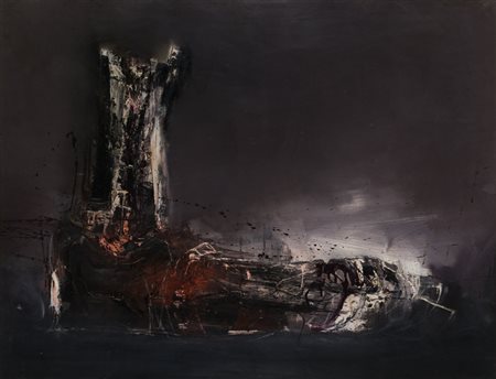 SANDRO LUPORINI (1930)Studio per mattatoio, 1959Olio su telacm 70x90Firma,...