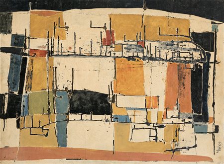 ENZO COGNO (1931-2014)Costruzione, 1954Olio su tavolacm 58x79Firma e...