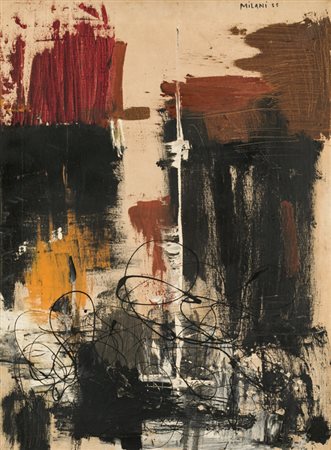 UMBERTO MILANI (1912-1969)Composizione, 1955Olio su telacm 80x60Firma e...