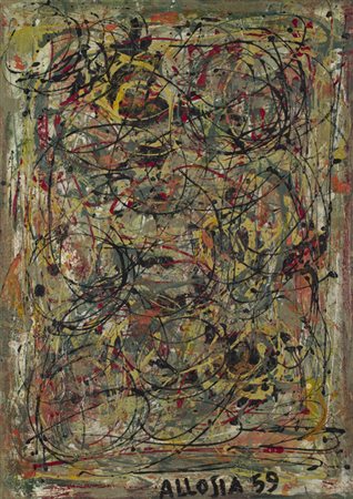 GIUSEPPE ALLOSIA (1910-1983)Senza Titolo, 1959Olio su telacm 70x50Firma e...