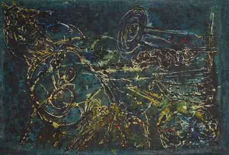 GUIDO BIASI (1933-1983)Senza Titolo, 1955Olio su tela di jutacm 82x120Firma e...