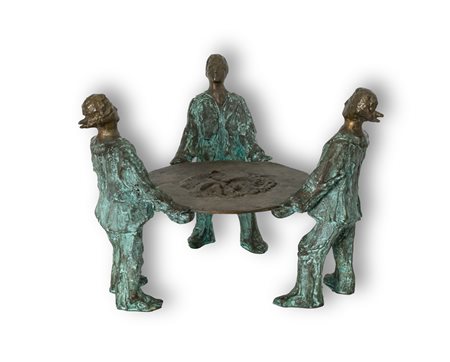 ROBERTO BARNI (1939)Servi mutiScultura in bronzocm 33x45x45Firma e...