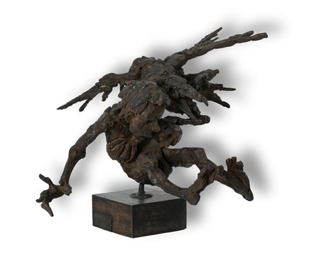 FLORIANO BODINI (1933-2005)Ragazzo e corvo, 1962-1963Scultura in bronzo su...