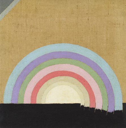 EUGENIO CARMI (1920-2016)Semicerchio ossimoro, 1980Acrilici su tela di jutacm...
