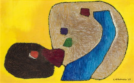 LUIGI VERONESI (1908-1998)Frammenti N.25, 1961Olio su tela applicata su...