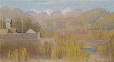 ANTONIO CALDERARA (1903-1978)Bussana - San Remo, 1954Olio su tavolacm...