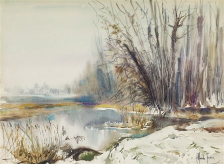 ALFREDO ZECCA (1917-1998)Senza TitoloAcquerello su cartonecm 60,5x80Firma al...