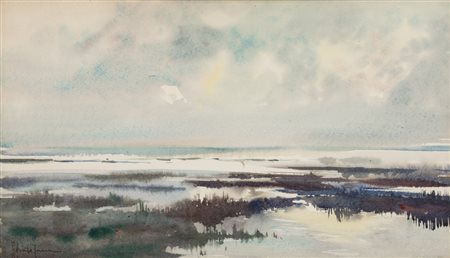 ALFREDO ZECCA (1917-1998)Senza TitoloAcquerello su cartoncinocm 29,5x50Firma...