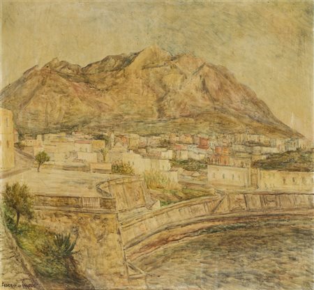 FEDERICO DE ANGELIS (1914-1984)Forio di Ischia (Paesaggio), 1958Tempera su...