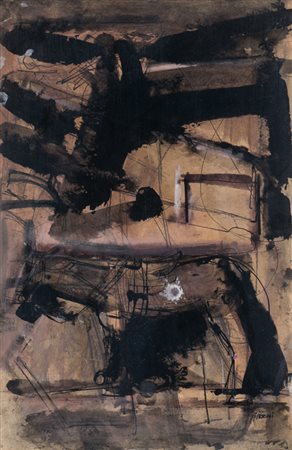 MARIO SIRONI (1885-1961)Figura e cavallo, metà anni '50Tempera, inchiostro e...