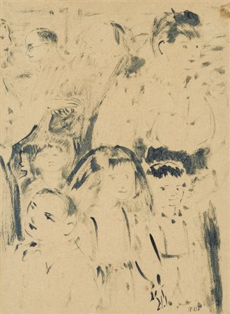 ALIGI SASSU (1912-2000)La stradaTecnica mista su cartacm 32,6x23,8Firma al...