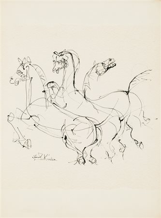 IBRAHIM KODRA (1918-2006)Senza titoloInchiostro di china su cartacm...