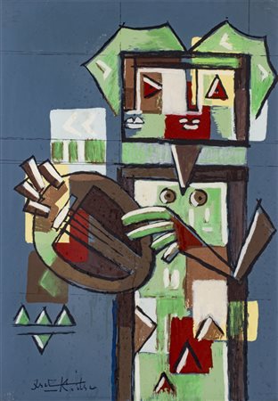 IBRAHIM KODRA (1918-2006)Senza TitoloTecnica mista su telacm 70x50Firma al...