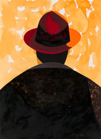 EDUARDO ARROYO (1937-2018)Figura maschile di spalleTecnica mista su...