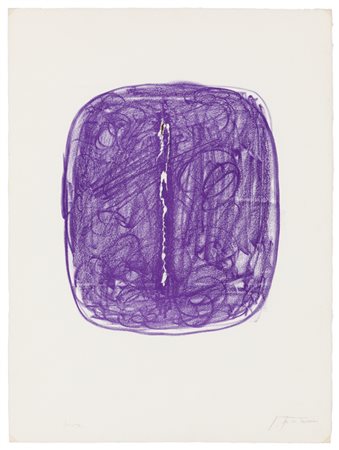 LUCIO FONTANA (1899-1968)Concetto Spaziale, 1967Litografia stampata in viola...