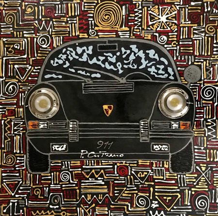 PAOLO CUTRANO Porshe 911, 2016 Tecnica mista su tela cm 100x100